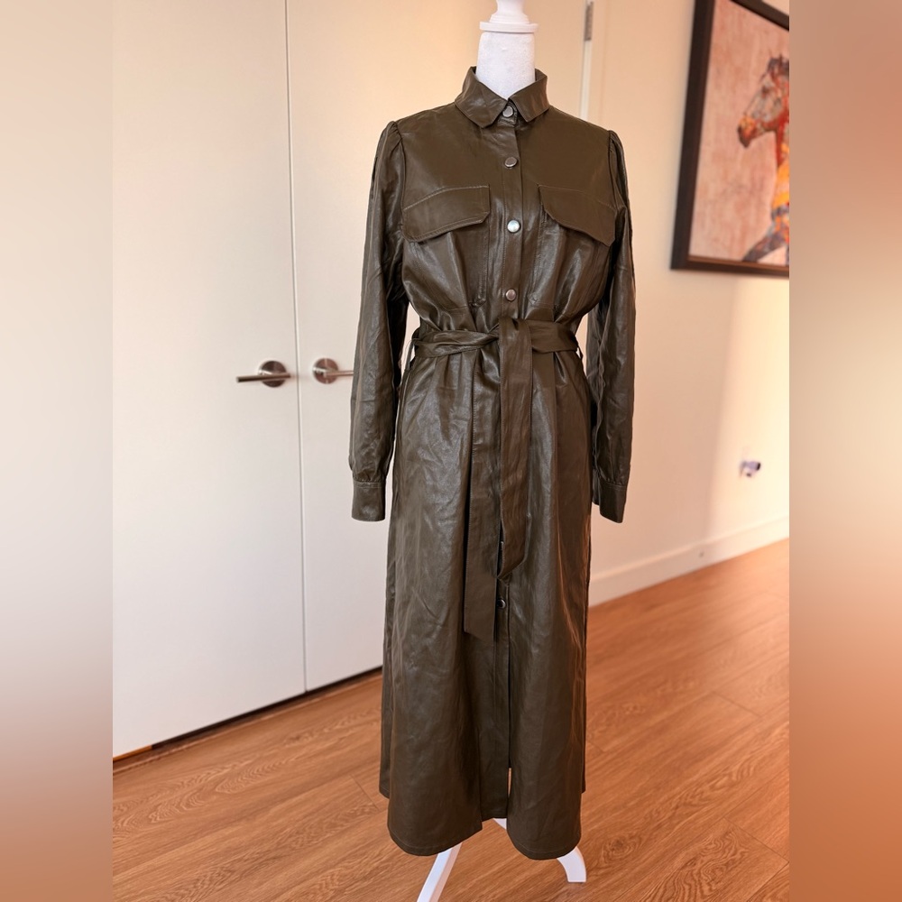 Olive Green Long Belted dress